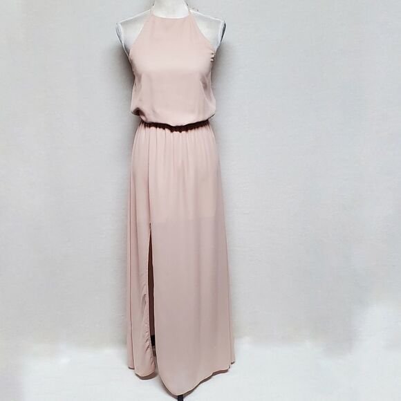 SHOW Me Your Mumu Heather Halter Dusty Blush Pink Halter Formal Maxi Dress XS - Picture 2 of 12